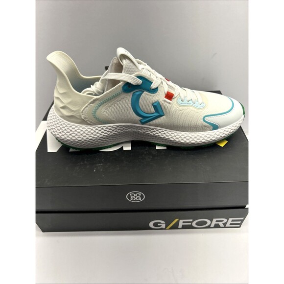 GFORE MG4x2 Knit Cross Trainer Golf Shoe White/Aqua/Green Women 9.5 NEW - Picture 1 of 9